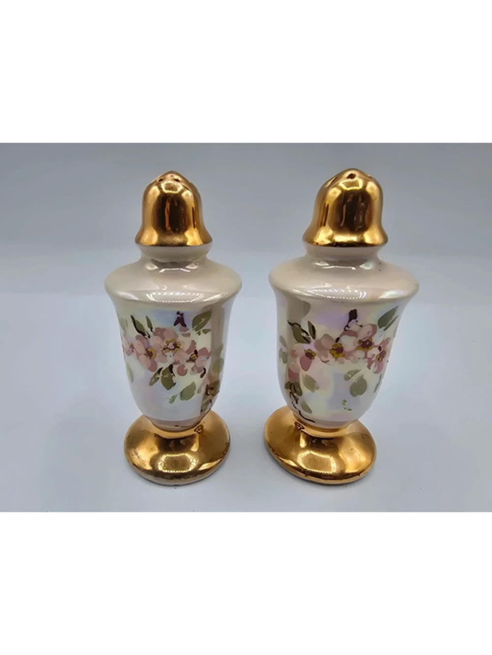 Vintage Ceramic floral Azalea Salt and Pepper Shakers